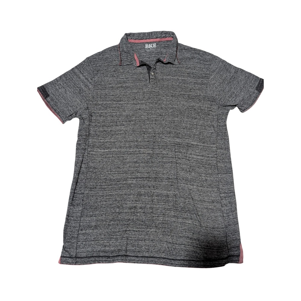 BKE Polo Shirt‎ Mens XL Gray Marl Space Dye Short Sleeve Contrast Trim Modern